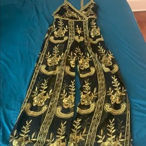 Yellow and black jumpsuit